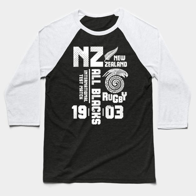 New Zealand All Blacks Rugby Fan Memorabilia Baseball T-Shirt by CGD